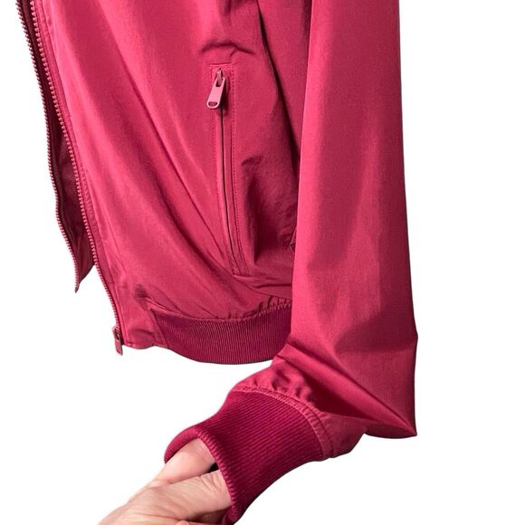ATHLETA Brooklyn Bomber Jacket Size Small Stretch UPF 50+ Pockets Red Cranberry - Picture 11 of 15